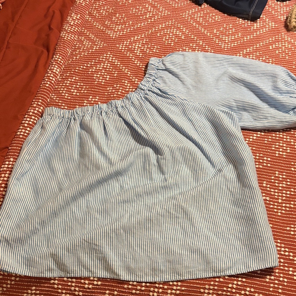LOFT Blue and White Striped Blouse